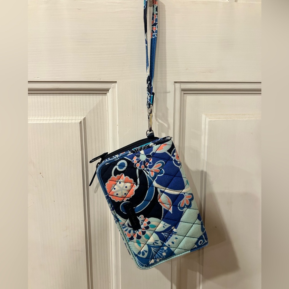 Vera Bradley Floral Blue Quilted Wristlet/Wallet